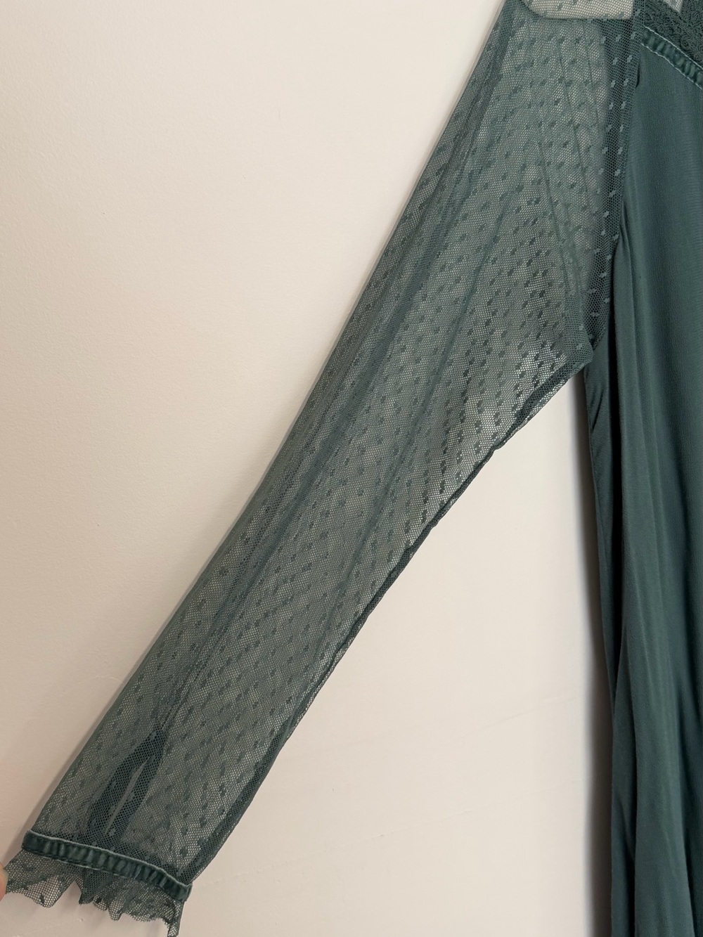 Xhilaration Teal Green Long-Sleeve Sheer-Yoke Dress - Picture 2 of 10